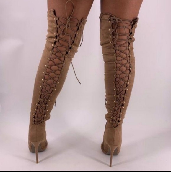 🆕 NIB Taupe Over the Knee Boots - Picture 2 of 11